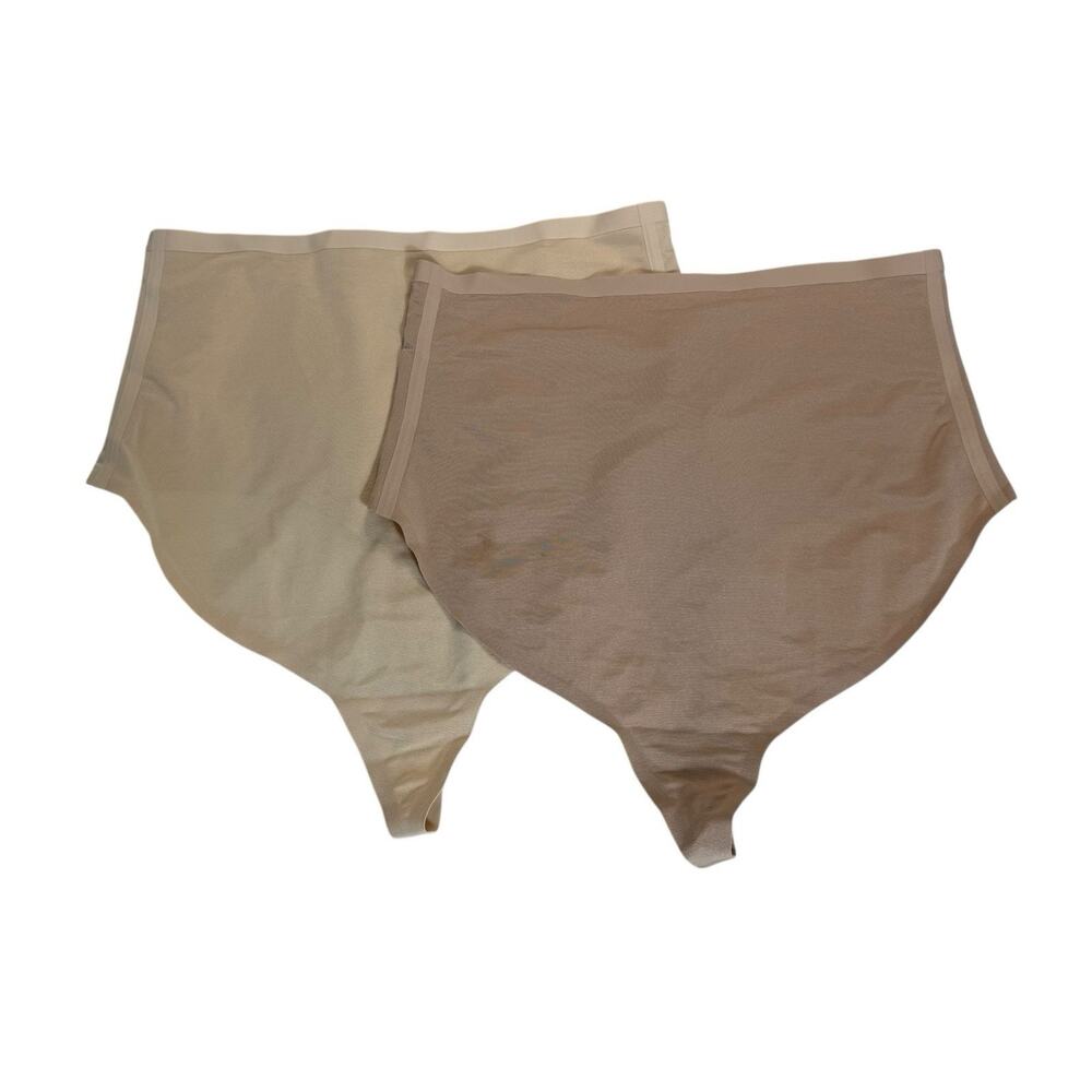 Skims Seamless Sculpt High-Waisted Thong Semi Sheer Lot of 2 Size 3X Clay - Picture 1 of 9